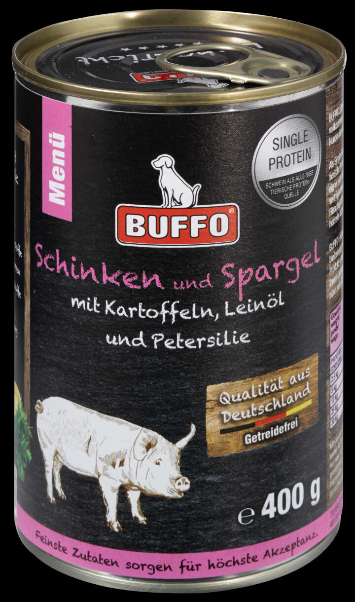 BUFFO Hunde-Nassfutter Leibgericht Schinken & Spargel